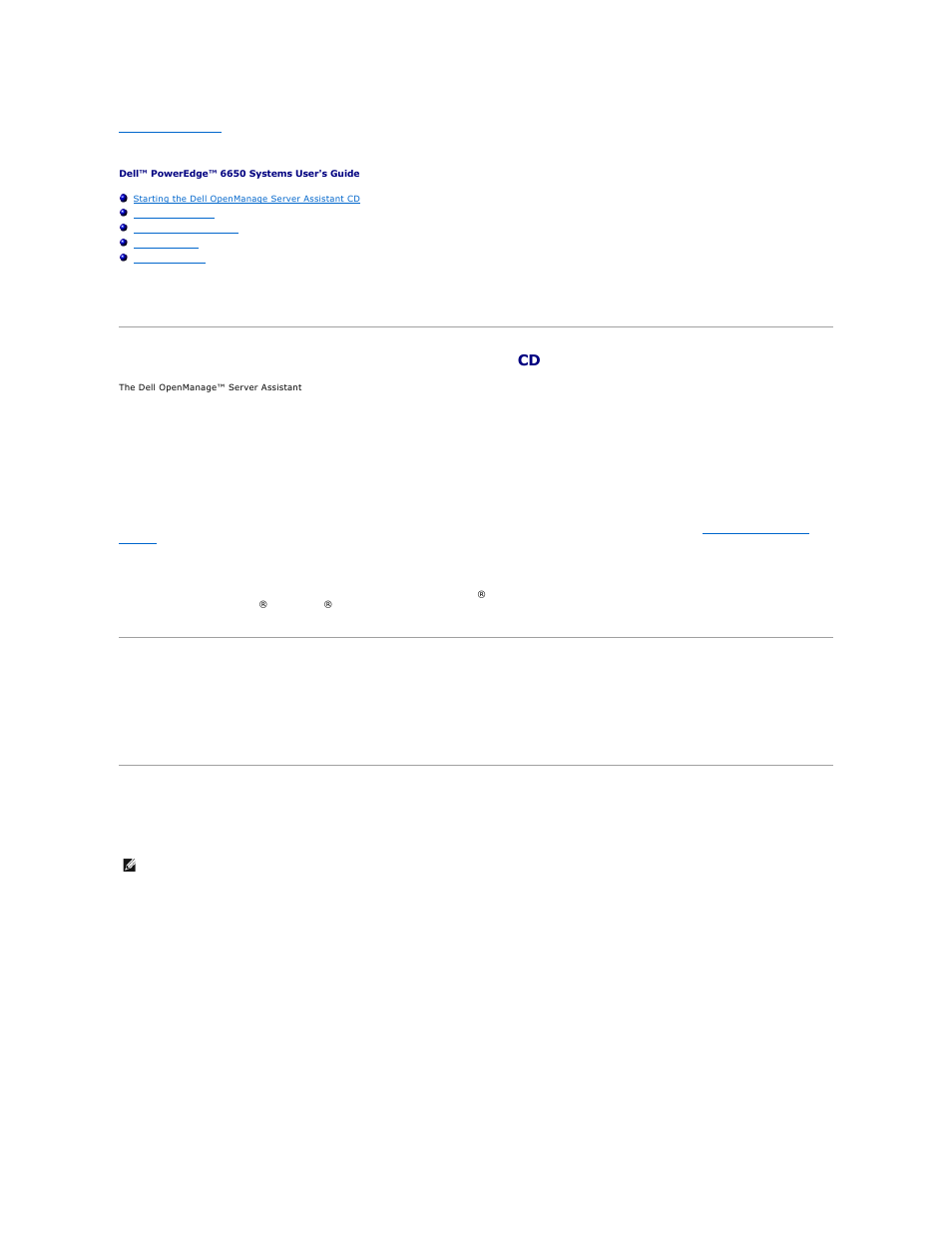 Using the dell openmanage server assistant cd, Starting the dell openmanage server assistant cd, Navigating the cd | Setting up your system, Setup mode, Service mode, Server setup | Dell PowerEdge 6650 User Manual | Page 24 / 44