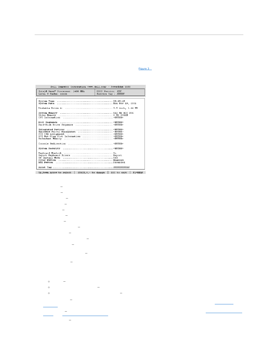 System setup options, Main screen | Dell PowerEdge 6650 User Manual | Page 28 / 44