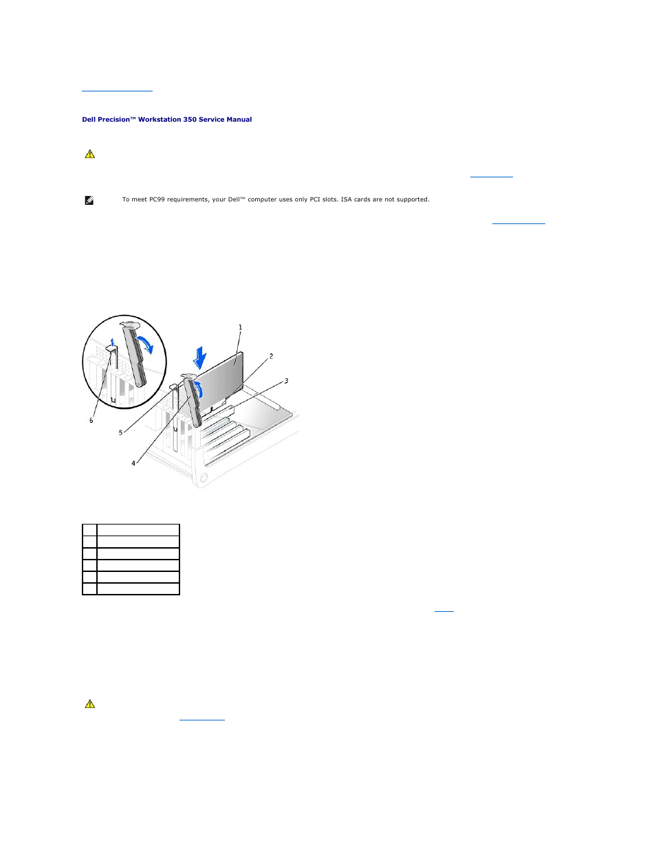 Pci cards, Installing a card | Dell Precision 350 User Manual | Page 17 / 40