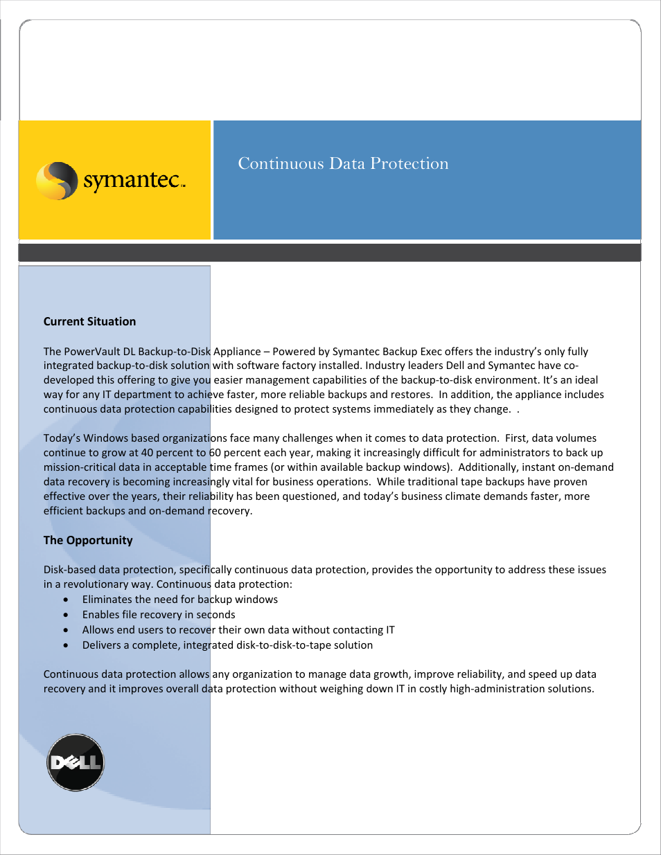 Continuous data protection | Dell PowerVault DL2200 User Manual | Page 2 / 25