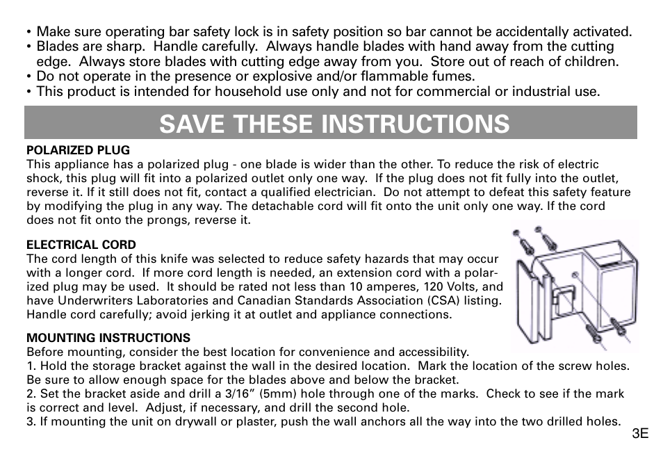 Save these instructions | Black & Decker EK970 User Manual | Page 3 / 5