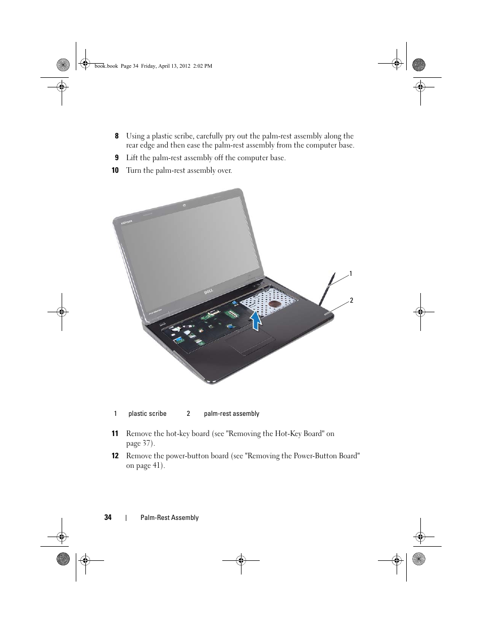 10 turn the palm-rest assembly over | Dell Inspiron 17R (N7110, Early 2011) User Manual | Page 34 / 116