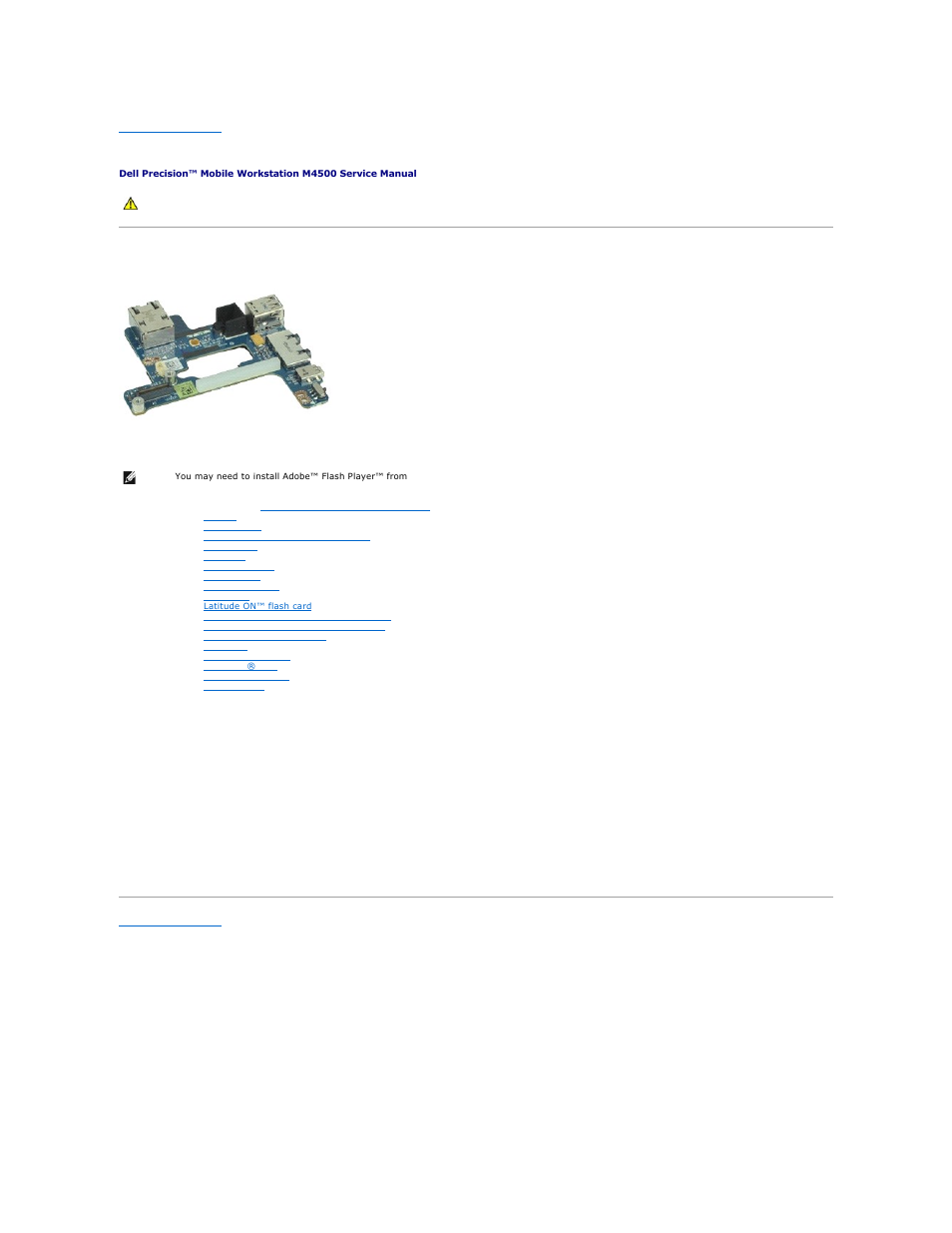 I/o board, Removing the i/o board, Replacing the i/o board | Dell Precision M4500 (Early 2010) User Manual | Page 21 / 54