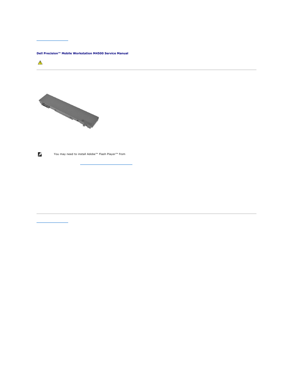 Battery, Removing the battery, Replacing the battery | Dell Precision M4500 (Early 2010) User Manual | Page 3 / 54