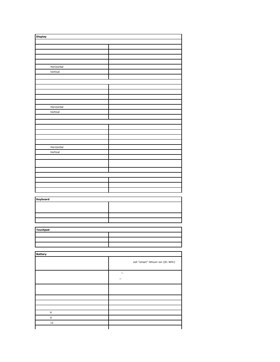 Display, Keyboard, Touchpad | Battery | Dell Precision M4500 (Early 2010) User Manual | Page 47 / 54