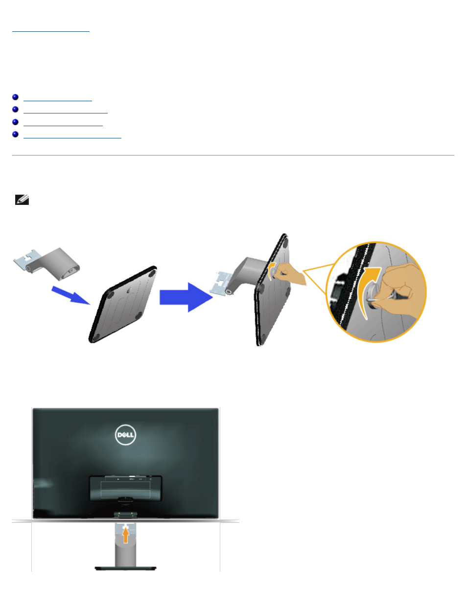 Setup, Dell s2240m/s2340m monitor user's guide, Setting up the monitor | Attaching the stand | Dell S2240M Monitor User Manual | Page 11 / 28