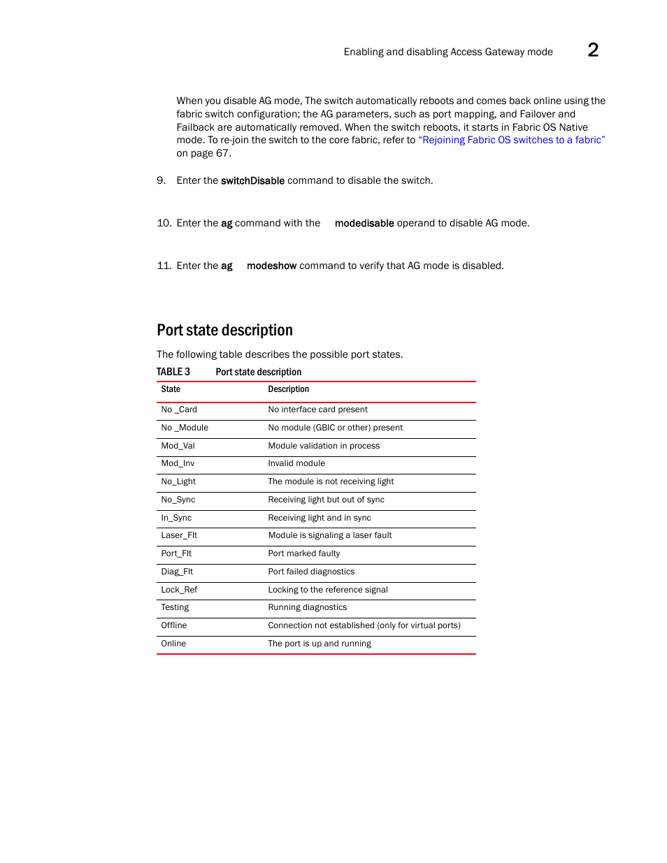 Port state description, Table 3 | Dell POWEREDGE M1000E User Manual | Page 29 / 96