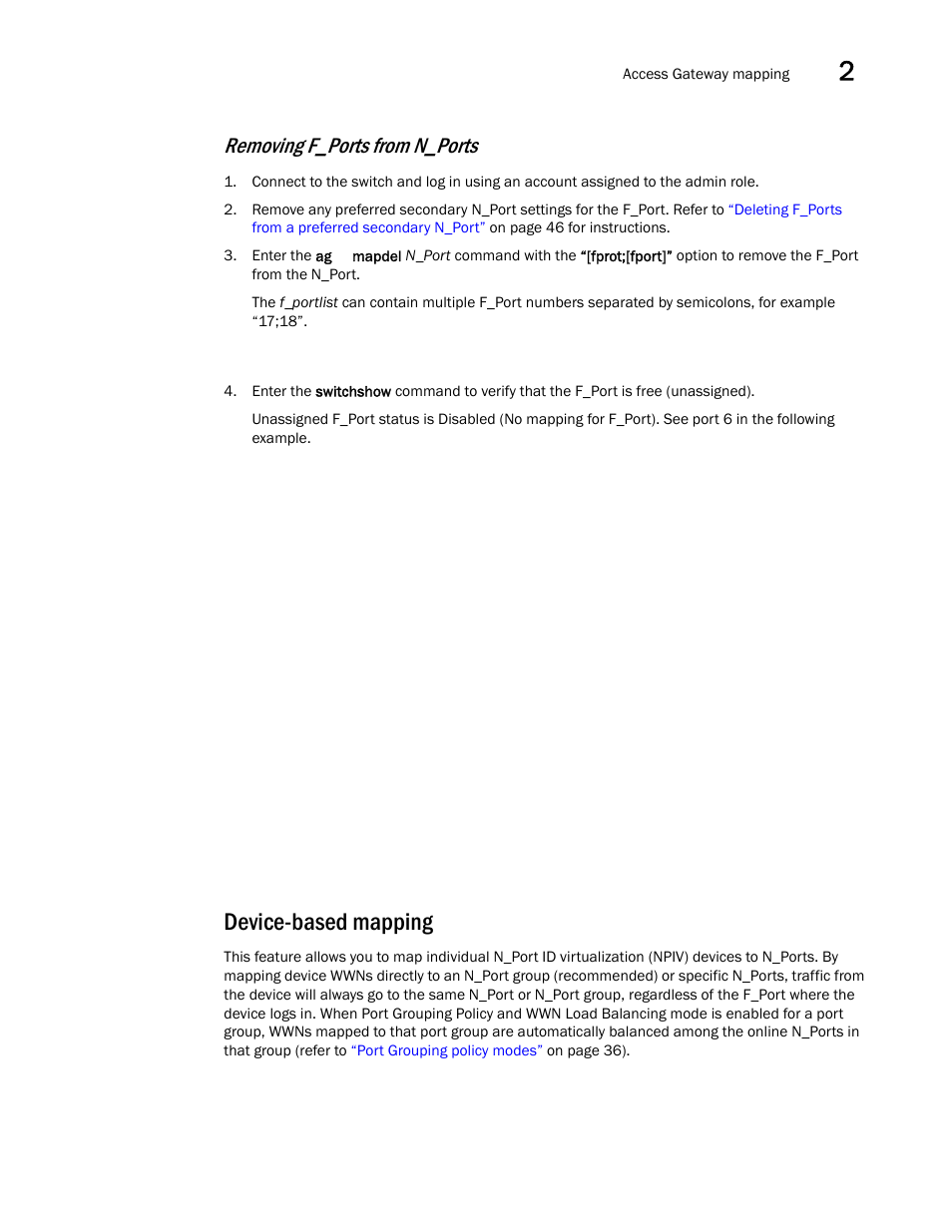 Device-based mapping, Removing f_ports from n_ports | Dell POWEREDGE M1000E User Manual | Page 35 / 96