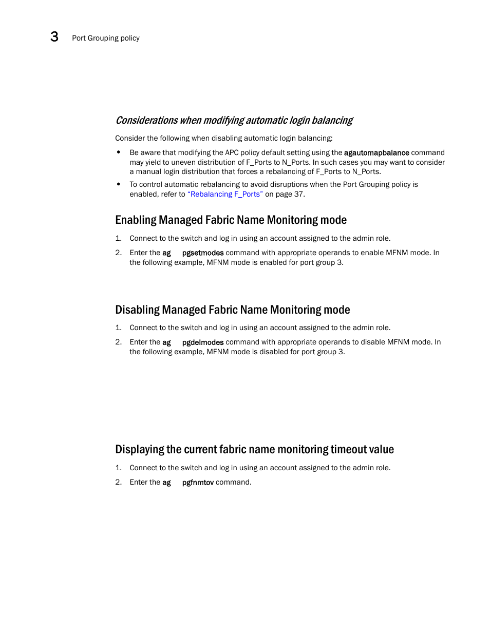 Enabling managed fabric name monitoring mode, Disabling managed fabric name monitoring mode | Dell POWEREDGE M1000E User Manual | Page 58 / 96