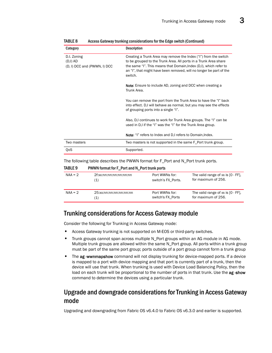 Trunking considerations for access gateway module, Table 9 | Dell POWEREDGE M1000E User Manual | Page 77 / 96