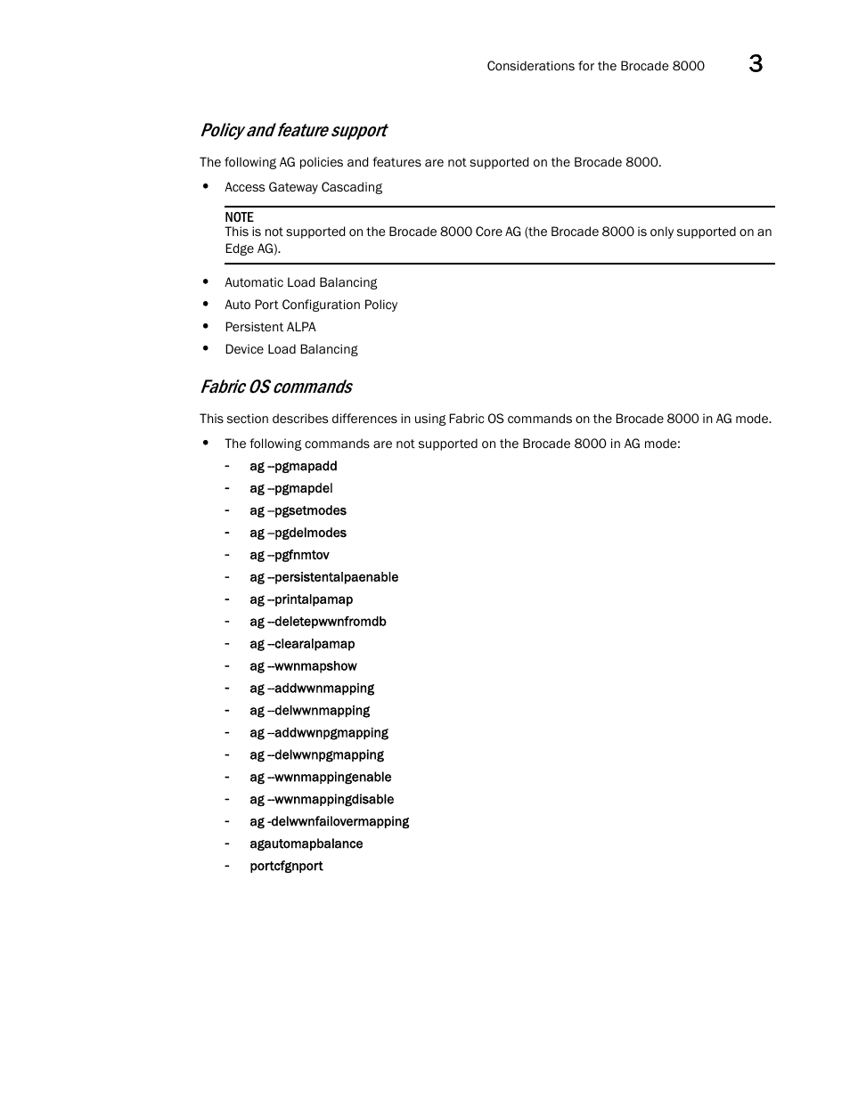 Policy and feature support, Fabric os commands | Dell POWEREDGE M1000E User Manual | Page 81 / 96