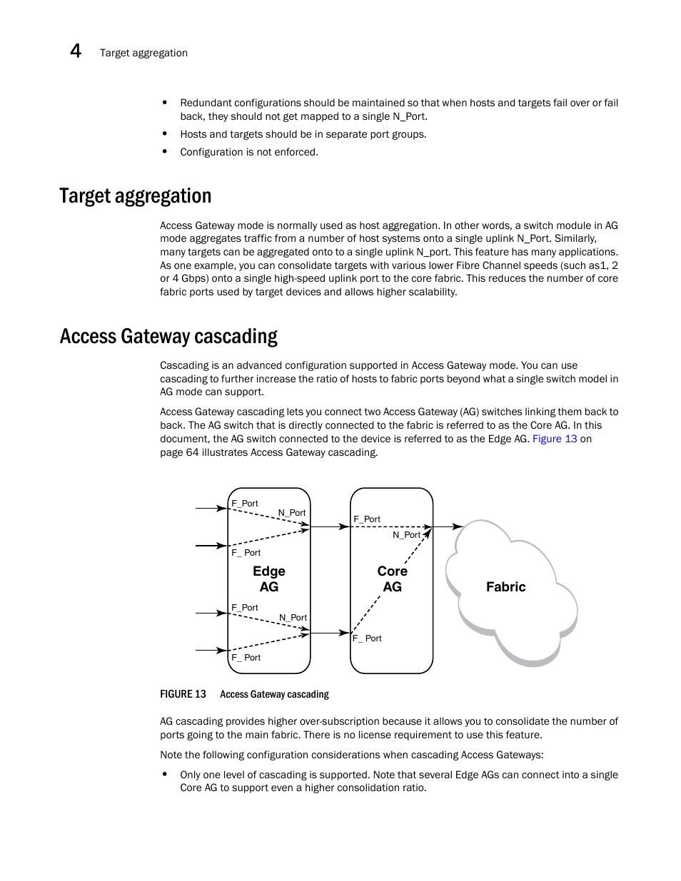 Target aggregation, Access gateway cascading, Figure 13 | Access | Dell POWEREDGE M1000E User Manual | Page 84 / 96