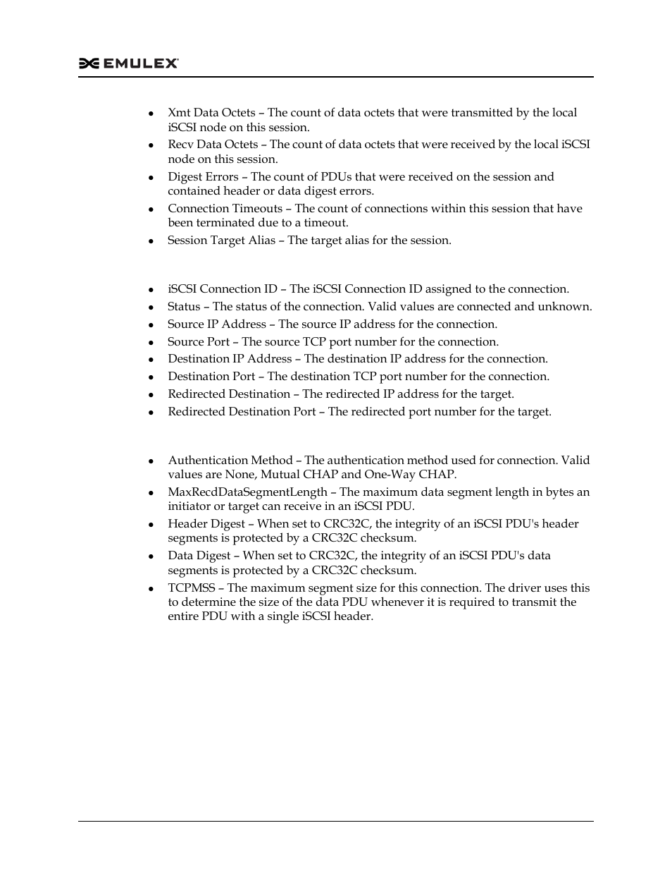Connection information area, Connection negotiated login options | Dell Emulex Family of Adapters User Manual | Page 103 / 1815