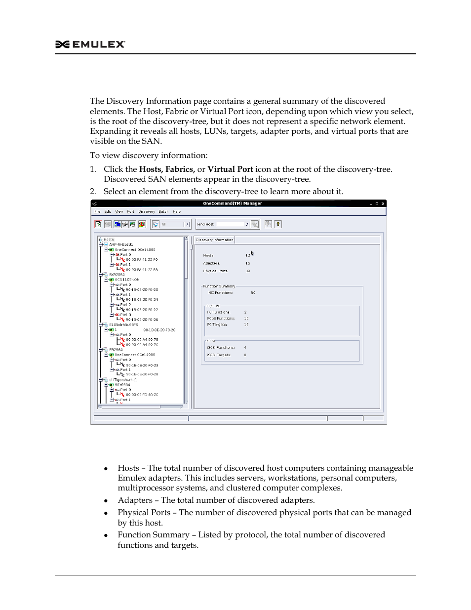 Viewing discovery information, Discovery information field definitions, Figure 6-1 | Dell Emulex Family of Adapters User Manual | Page 104 / 1815