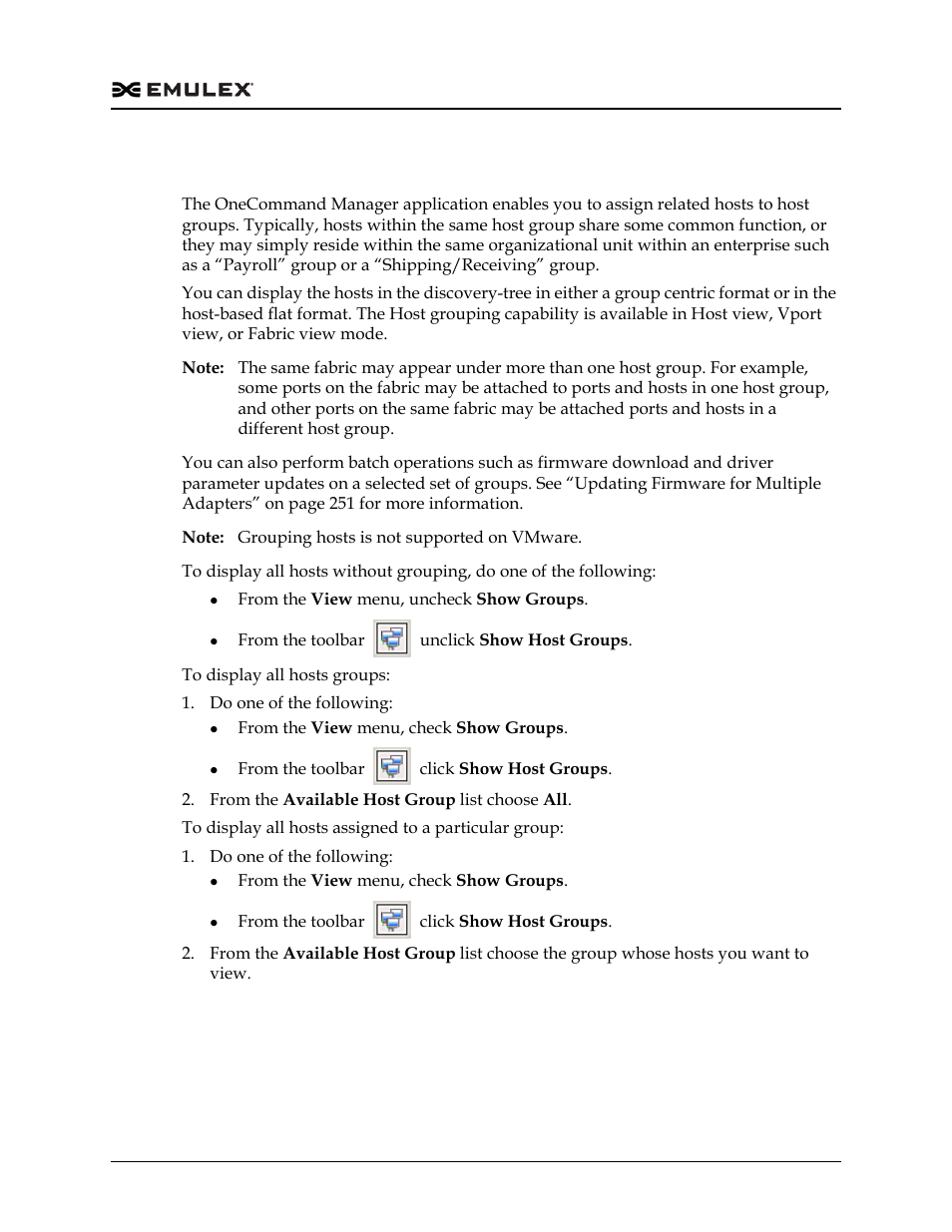 Grouping hosts | Dell Emulex Family of Adapters User Manual | Page 108 / 1815