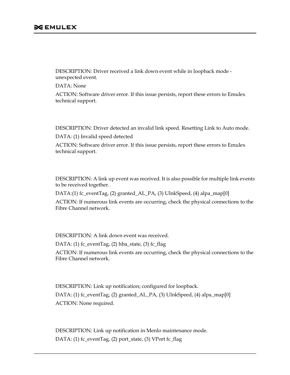 Link events (1300 - 1399) | Dell Emulex Family of Adapters User Manual | Page 1086 / 1815