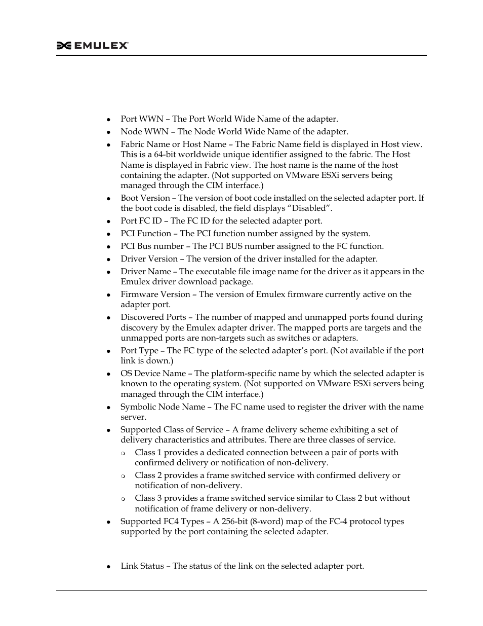 Fc port information field definitions | Dell Emulex Family of Adapters User Manual | Page 116 / 1815