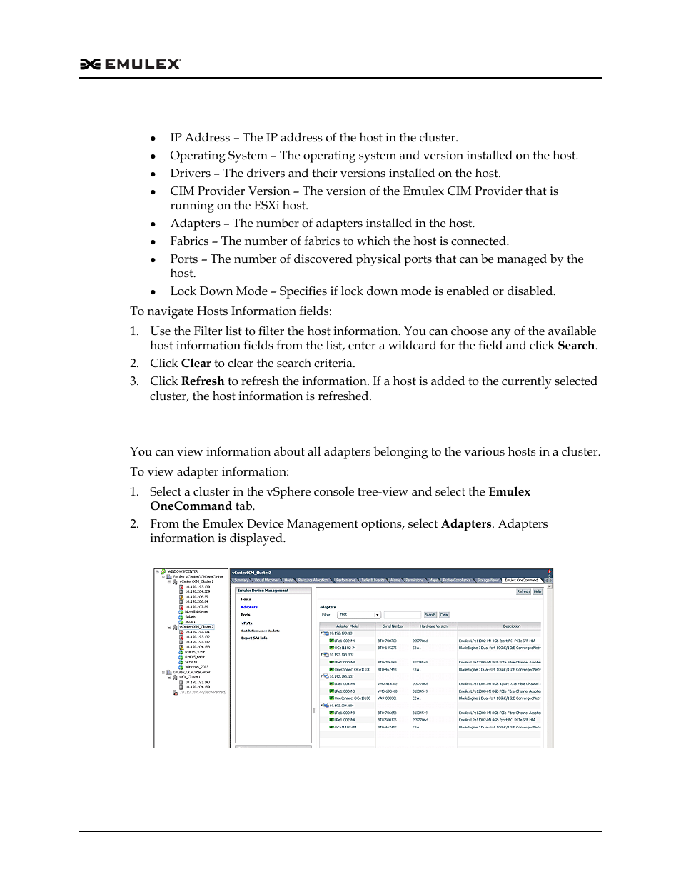 Hosts information field definitions, Viewing adapter information, Figure 4-2 | Dell Emulex Family of Adapters User Manual | Page 1185 / 1815