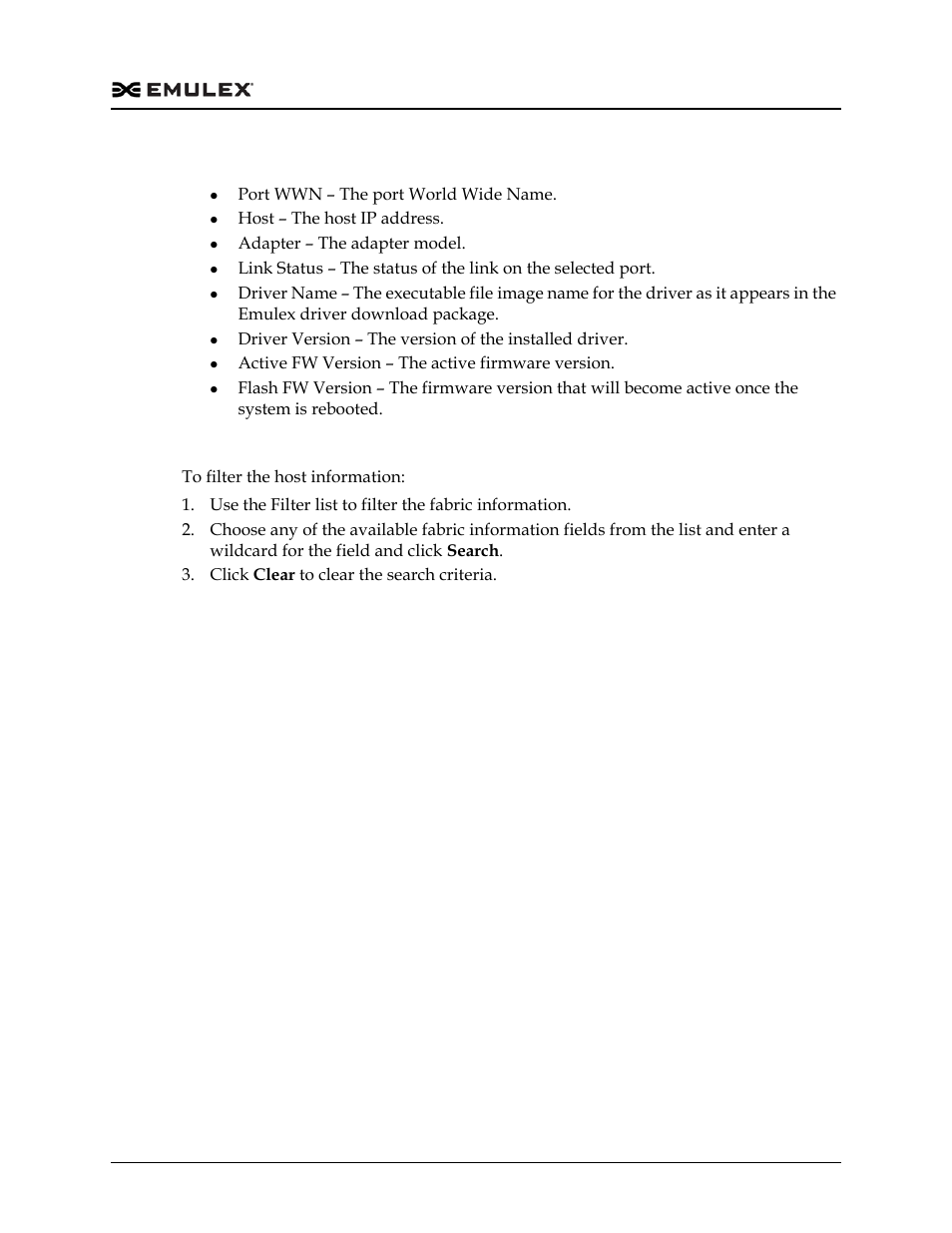 Fabric centric information field definitions, Filtering host information | Dell Emulex Family of Adapters User Manual | Page 1190 / 1815