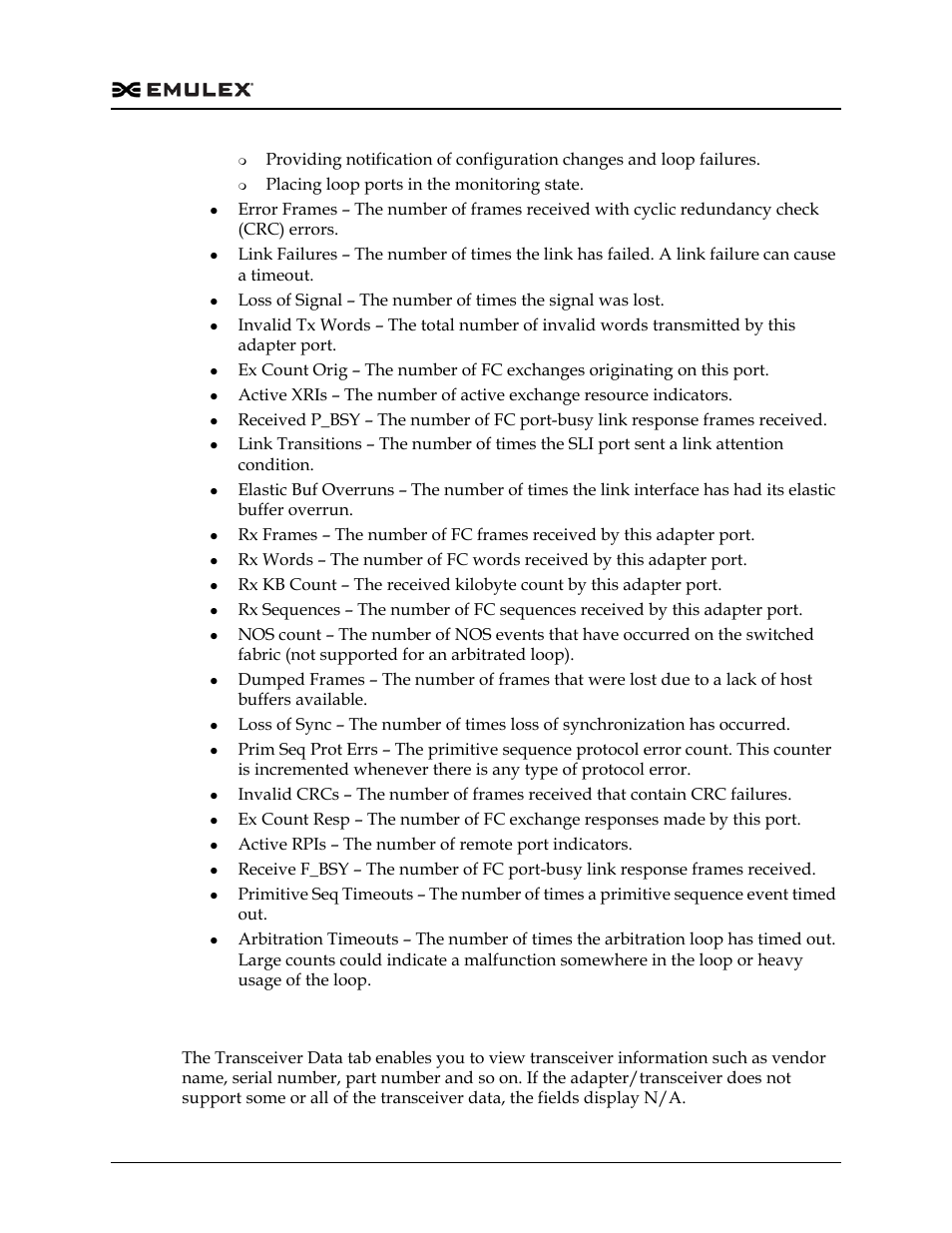 Viewing fc port transceiver information | Dell Emulex Family of Adapters User Manual | Page 1203 / 1815