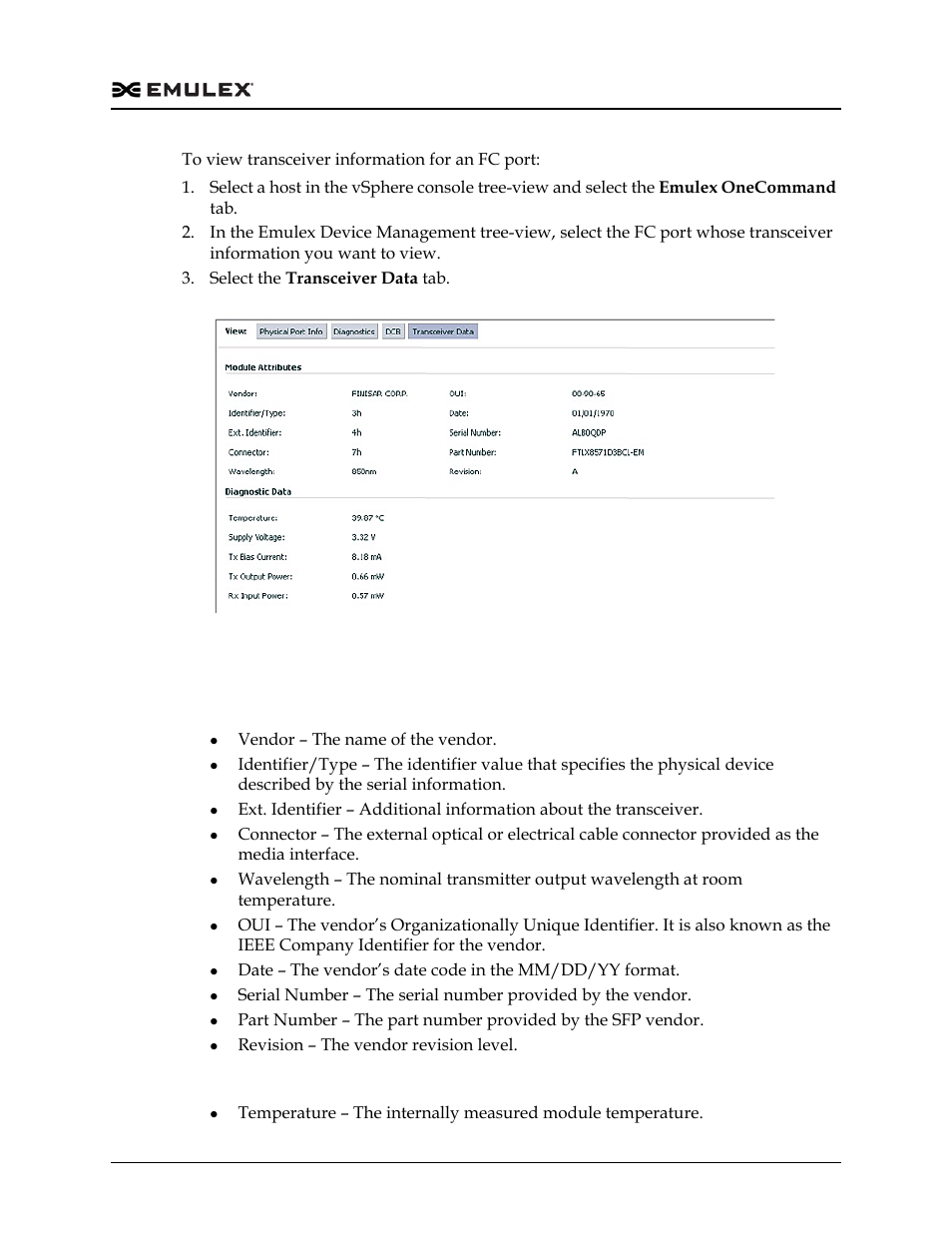 Transceiver information field definitions, Figure 6-6 | Dell Emulex Family of Adapters User Manual | Page 1204 / 1815