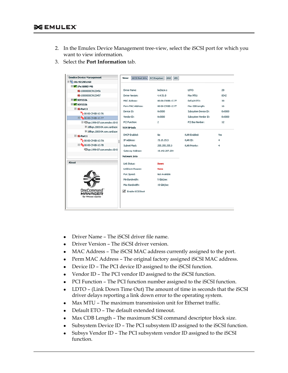 Iscsi port info tab field definitions, Figure 6-22 | Dell Emulex Family of Adapters User Manual | Page 1223 / 1815