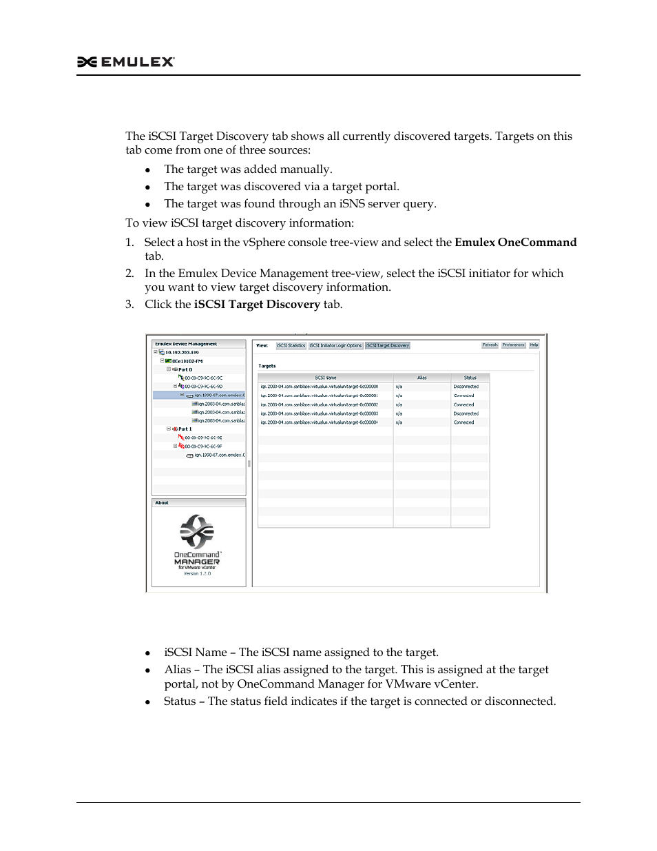 Viewing iscsi target discovery information, Iscsi target discovery tab field definitions, Figure 6-29 | Dell Emulex Family of Adapters User Manual | Page 1232 / 1815