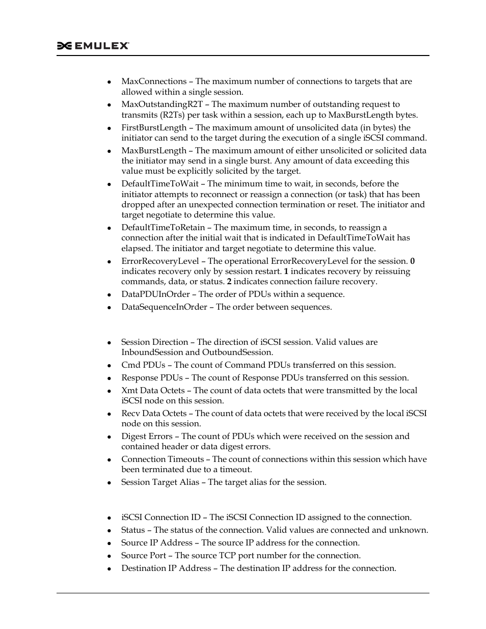 Session statistics area, Connection information area | Dell Emulex Family of Adapters User Manual | Page 1235 / 1815