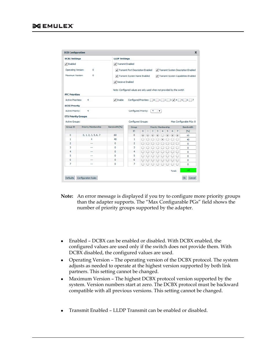 Configure dcb dialog box field definitions, Figure 6-35 | Dell Emulex Family of Adapters User Manual | Page 1241 / 1815