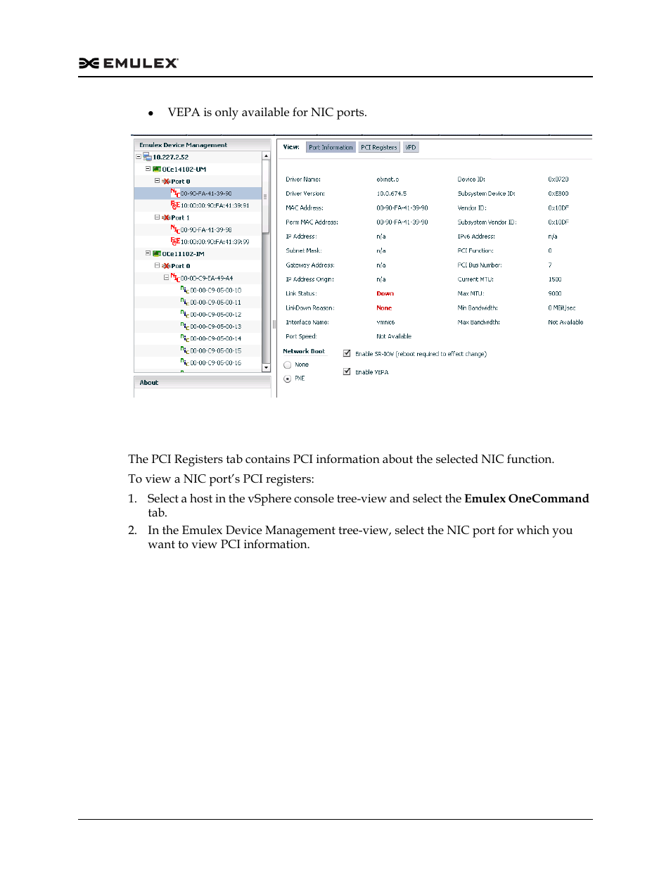 Viewing pci registers for a nic port, Figure 6-37 | Dell Emulex Family of Adapters User Manual | Page 1247 / 1815