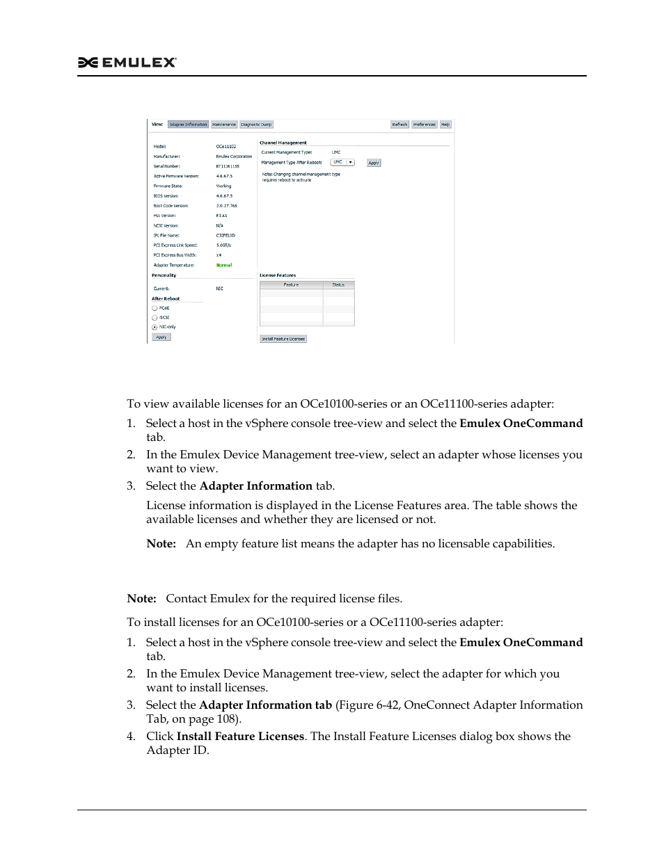 Viewing licenses, Installing licenses, Figure 6-43 | Dell Emulex Family of Adapters User Manual | Page 1254 / 1815