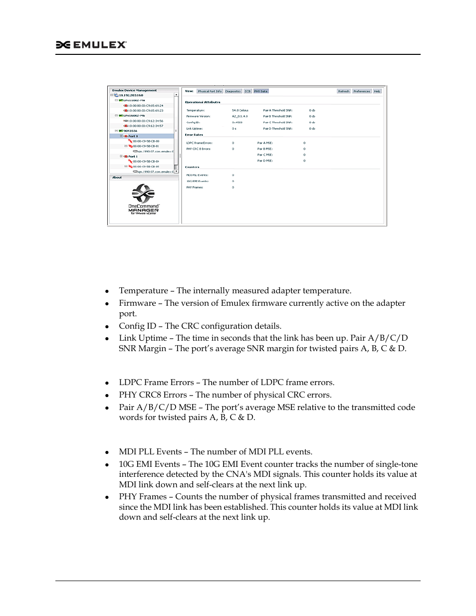 Phy data tab field definitions, Figure 6-51 | Dell Emulex Family of Adapters User Manual | Page 1265 / 1815