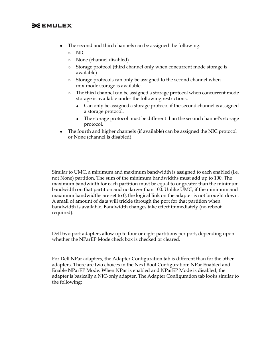 Dell npar configuration views, Npar bandwidth settings, Two port adapters | Dell Emulex Family of Adapters User Manual | Page 1283 / 1815