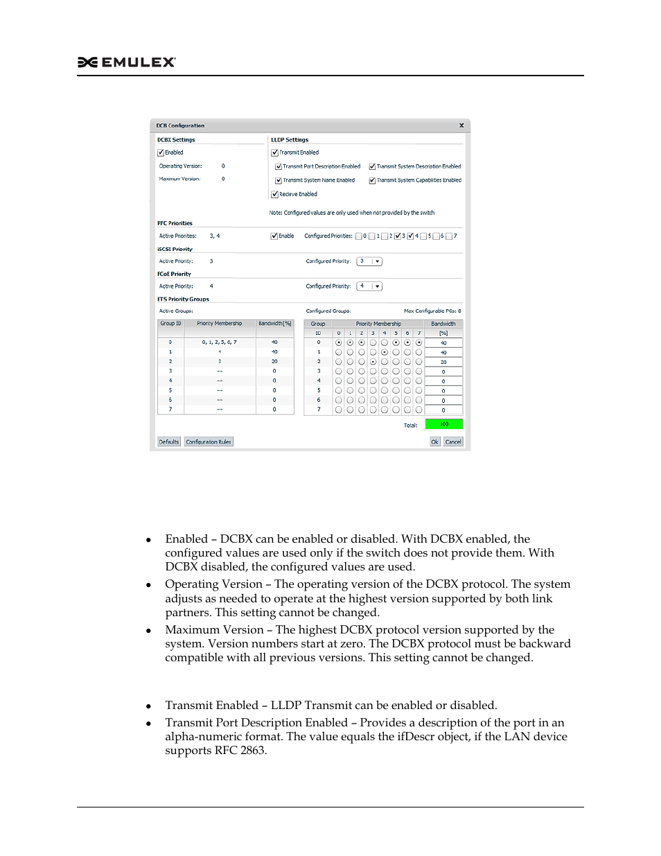 Configure dcb dialog box field definitions, Figure 6-72 | Dell Emulex Family of Adapters User Manual | Page 1290 / 1815