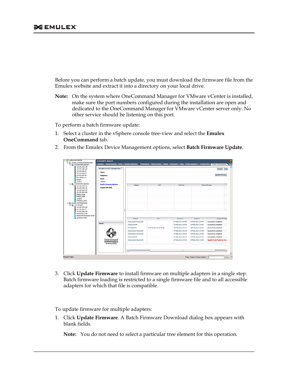 Updating firmware, Performing a batch firmware update in cluster view, Updating firmware 3 | Figure 7-1 | Dell Emulex Family of Adapters User Manual | Page 1293 / 1815