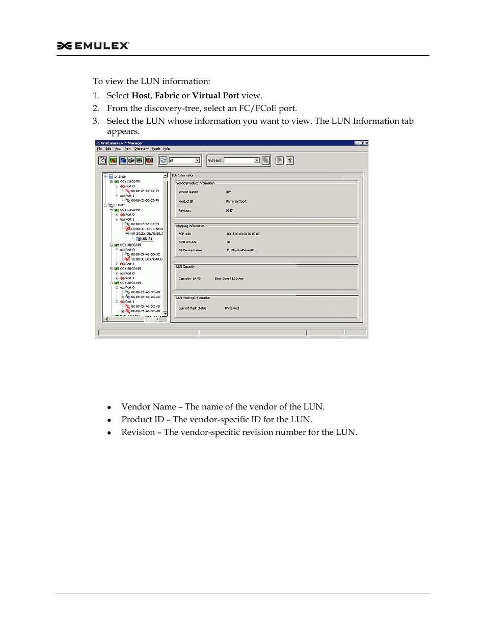 Fc/fcoe lun information field definitions, Figure 8-12 | Dell Emulex Family of Adapters User Manual | Page 131 / 1815