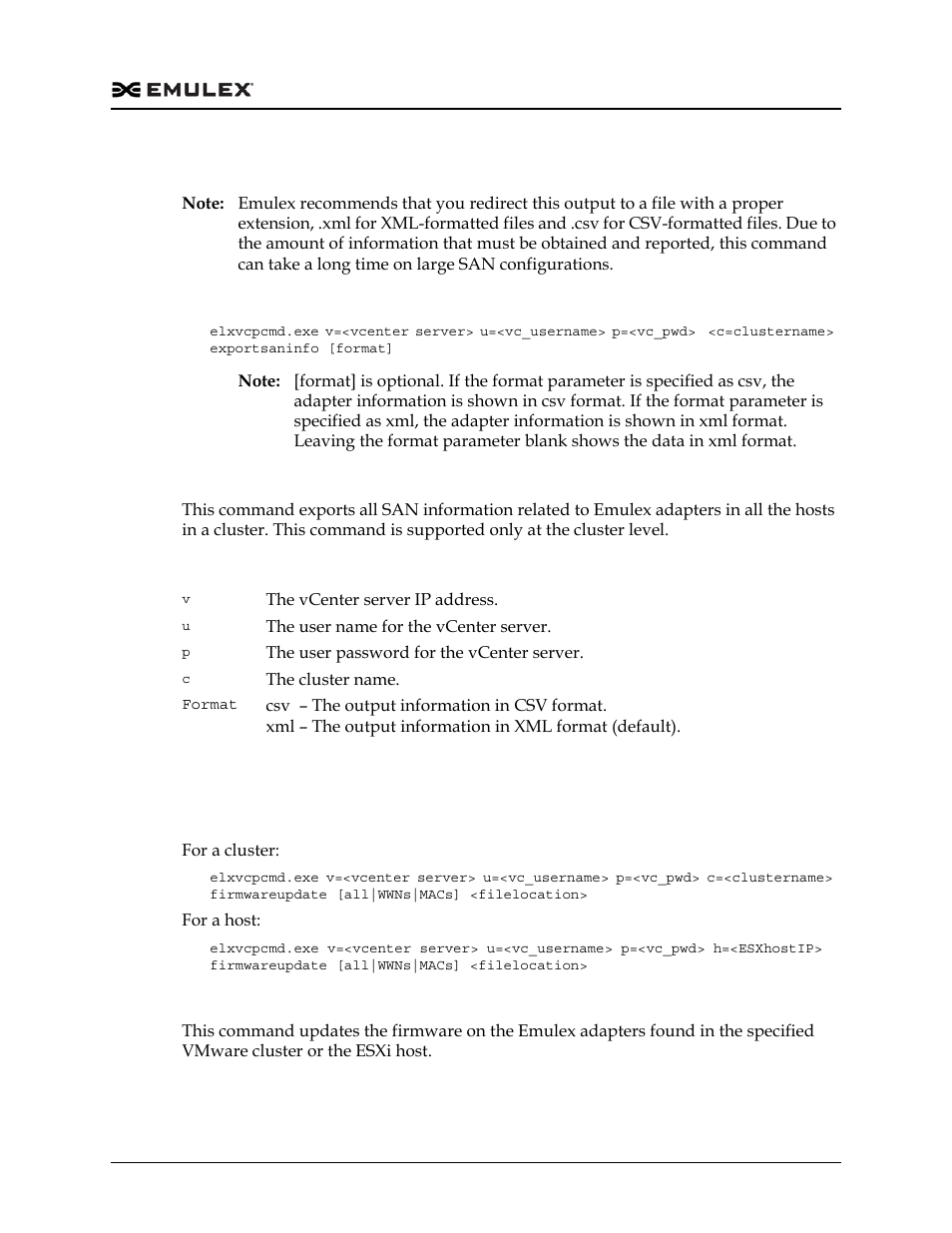 Exportsaninfo, Firmwareupdate | Dell Emulex Family of Adapters User Manual | Page 1346 / 1815