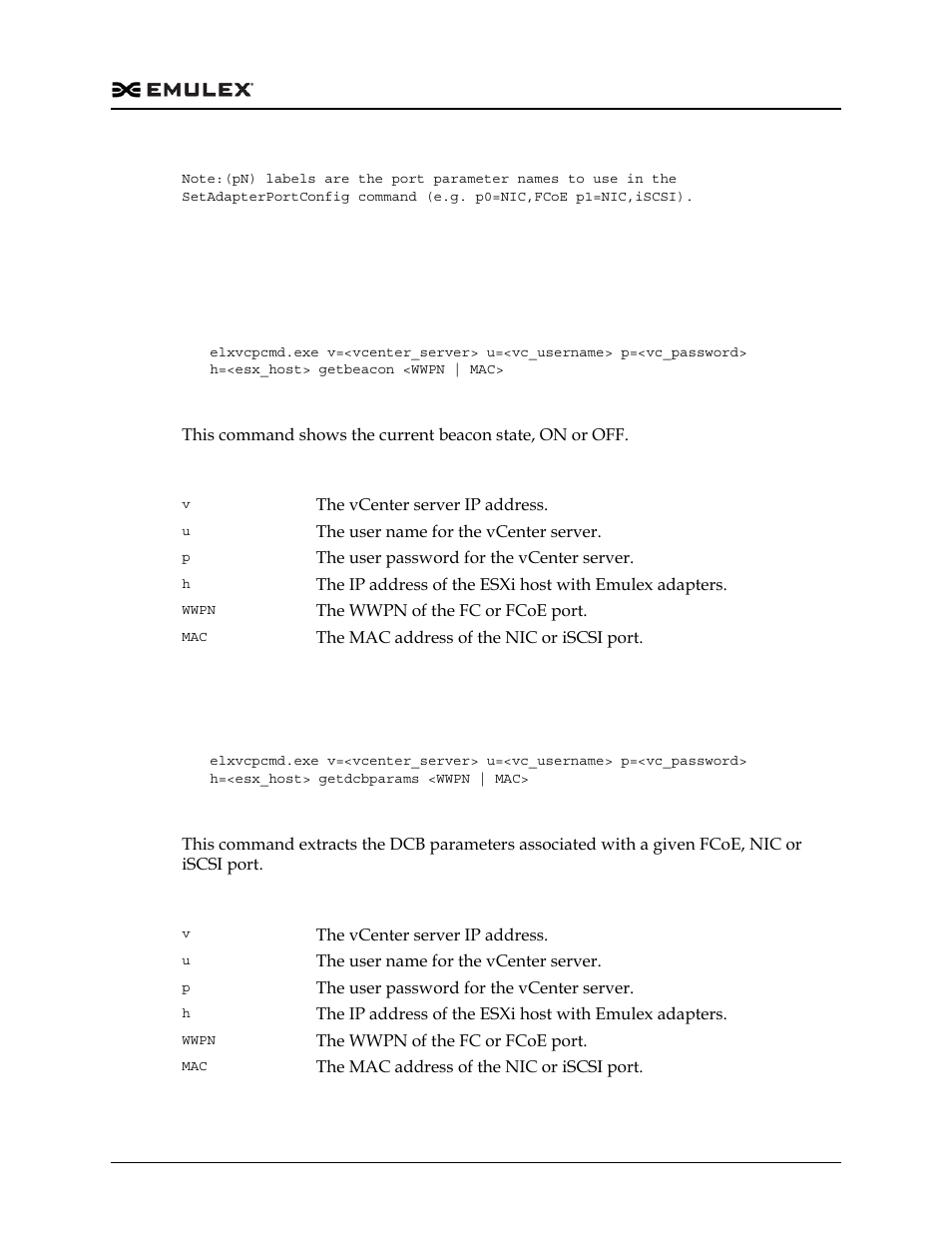 Getbeacon, Getdcbparams | Dell Emulex Family of Adapters User Manual | Page 1350 / 1815