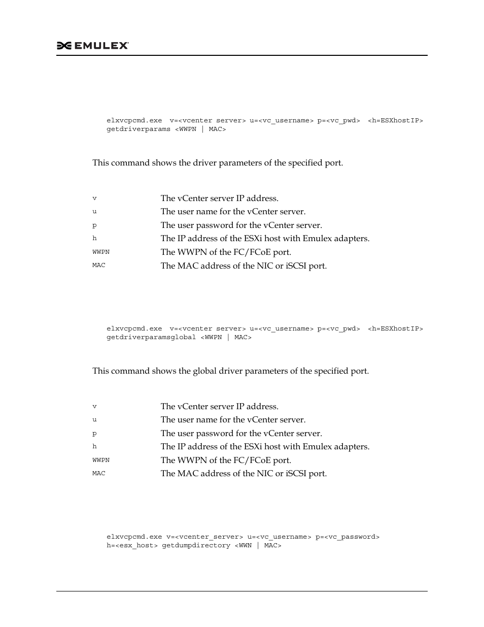 Getdriverparams, Getdriverparamsglobal, Getdumpdirectory | Dell Emulex Family of Adapters User Manual | Page 1351 / 1815
