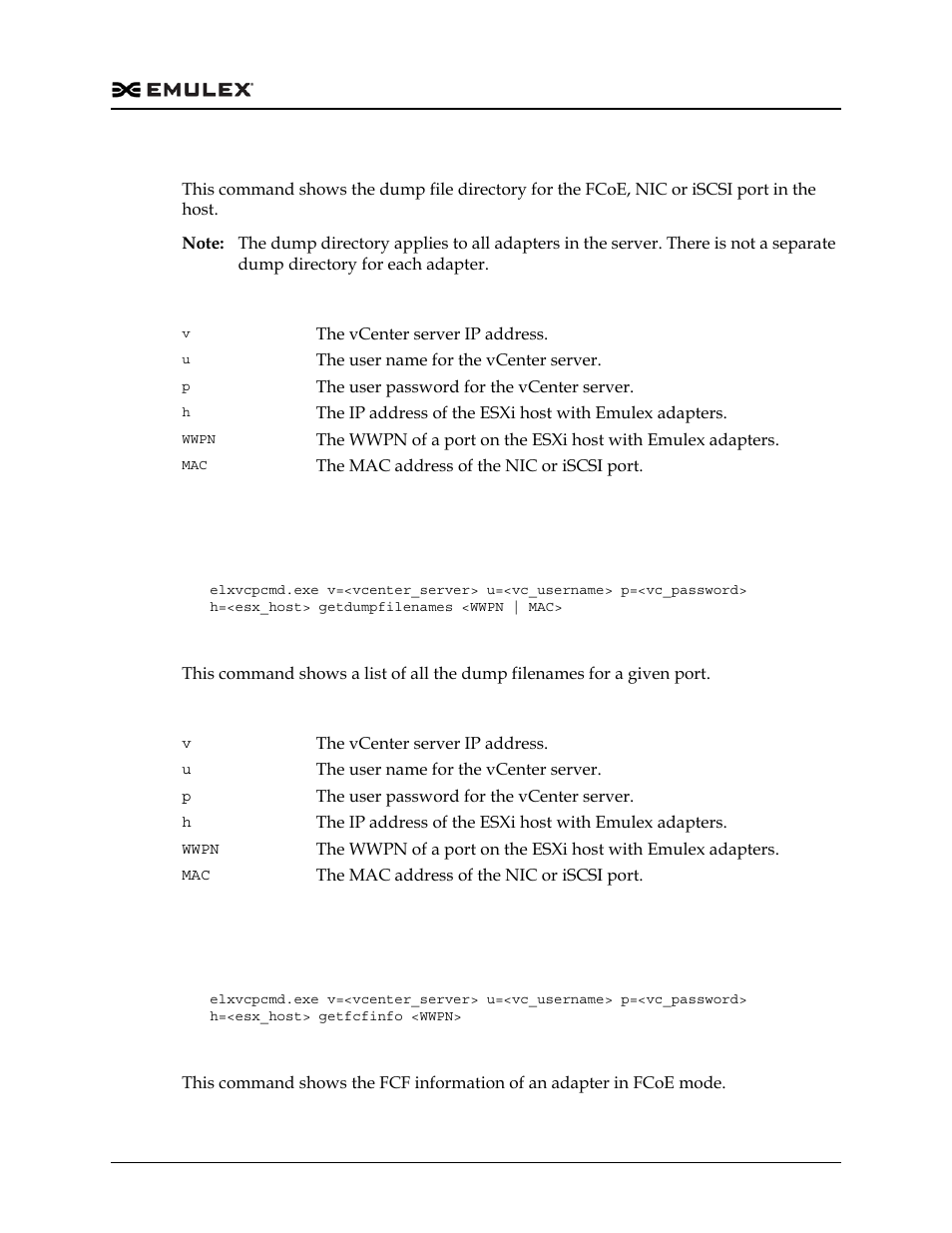Getdumpfilenames, Getfcfinfo | Dell Emulex Family of Adapters User Manual | Page 1352 / 1815