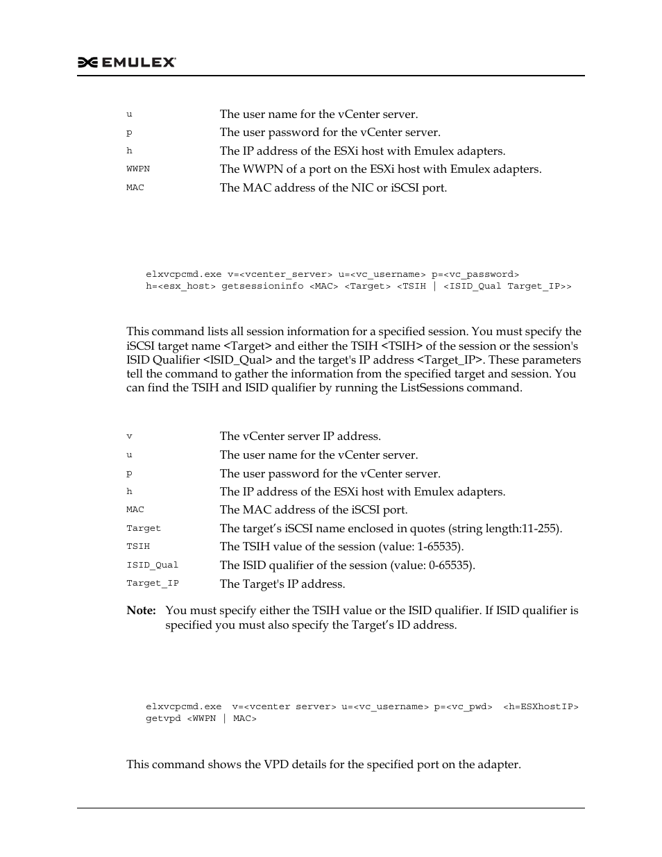 Getsessioninfo, Getvpd | Dell Emulex Family of Adapters User Manual | Page 1358 / 1815