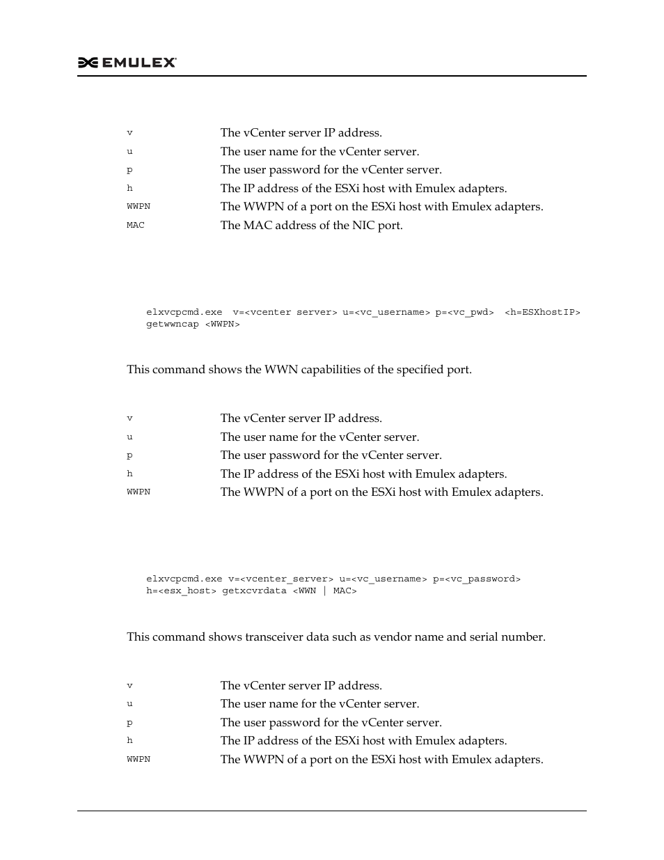 Getwwncap, Getxcvrdata | Dell Emulex Family of Adapters User Manual | Page 1359 / 1815