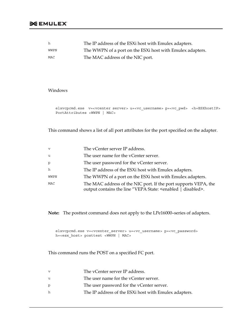 Portattributes, Posttest | Dell Emulex Family of Adapters User Manual | Page 1366 / 1815