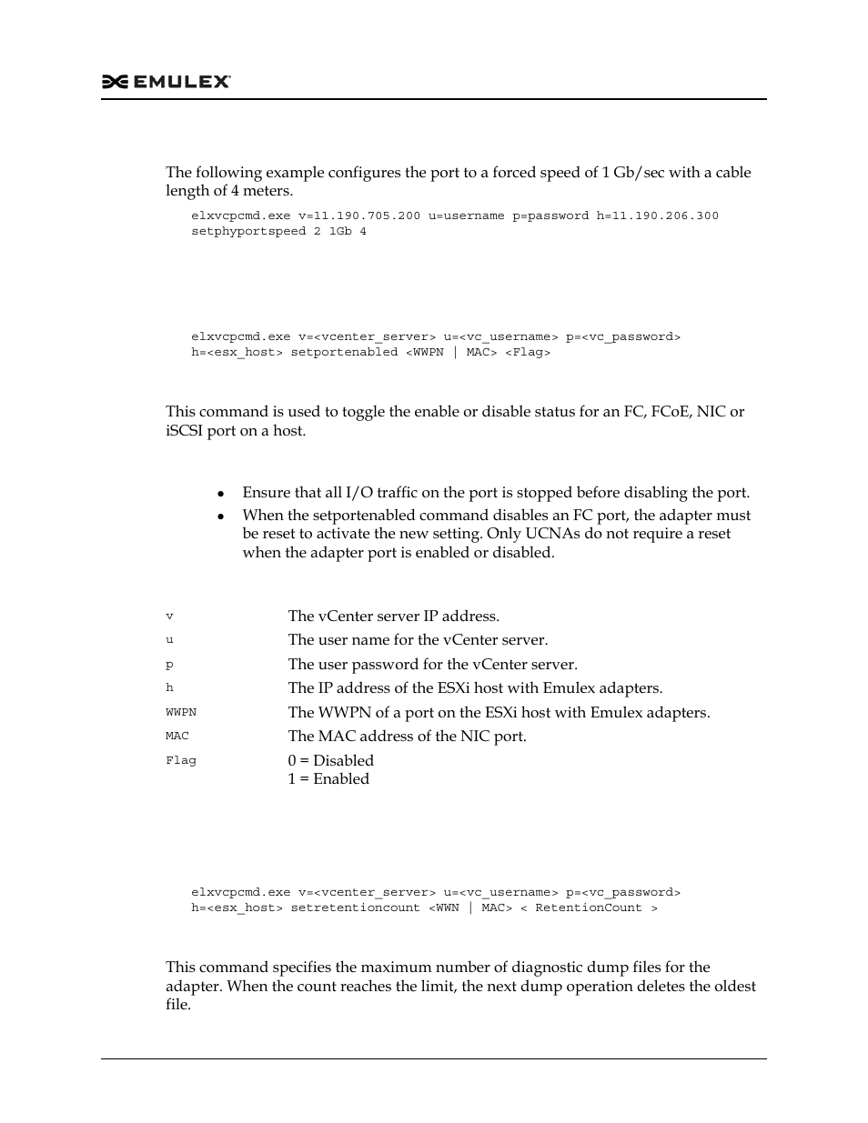 Setportenabled, Setretentioncount | Dell Emulex Family of Adapters User Manual | Page 1383 / 1815