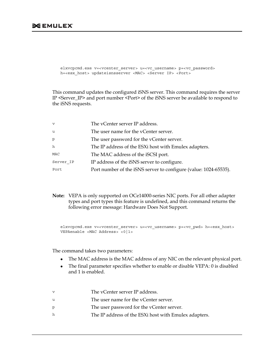 Updateisnsserver, Vepaenable | Dell Emulex Family of Adapters User Manual | Page 1390 / 1815