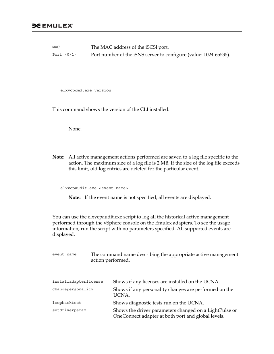 Version, Viewing audit logs using the cli command, Viewing audit logs using the cli command 1 | Dell Emulex Family of Adapters User Manual | Page 1391 / 1815