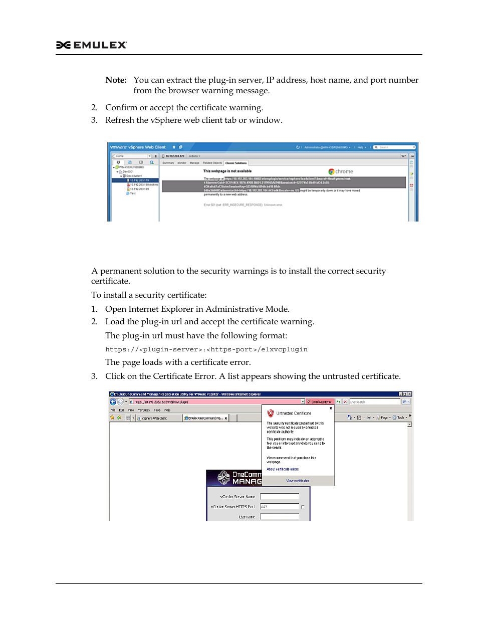 Installing a security certificate, Figure 12-2, Figure 12-3 | Dell Emulex Family of Adapters User Manual | Page 1394 / 1815