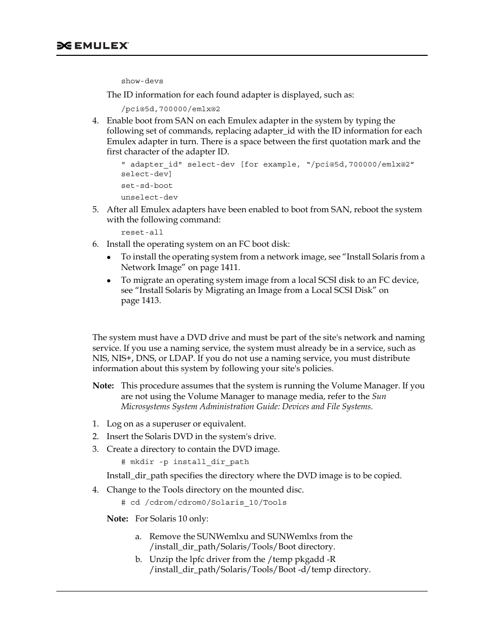 Install solaris from a network image | Dell Emulex Family of Adapters User Manual | Page 1411 / 1815