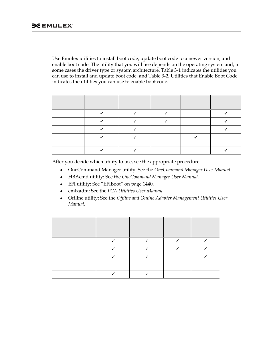 Update and enable boot code, Update and enable boot code 6, Table 3-1 | Table 3-2, Ee “update and enable boot, Apter (see “update and enable boot, Update and enable | Dell Emulex Family of Adapters User Manual | Page 1416 / 1815