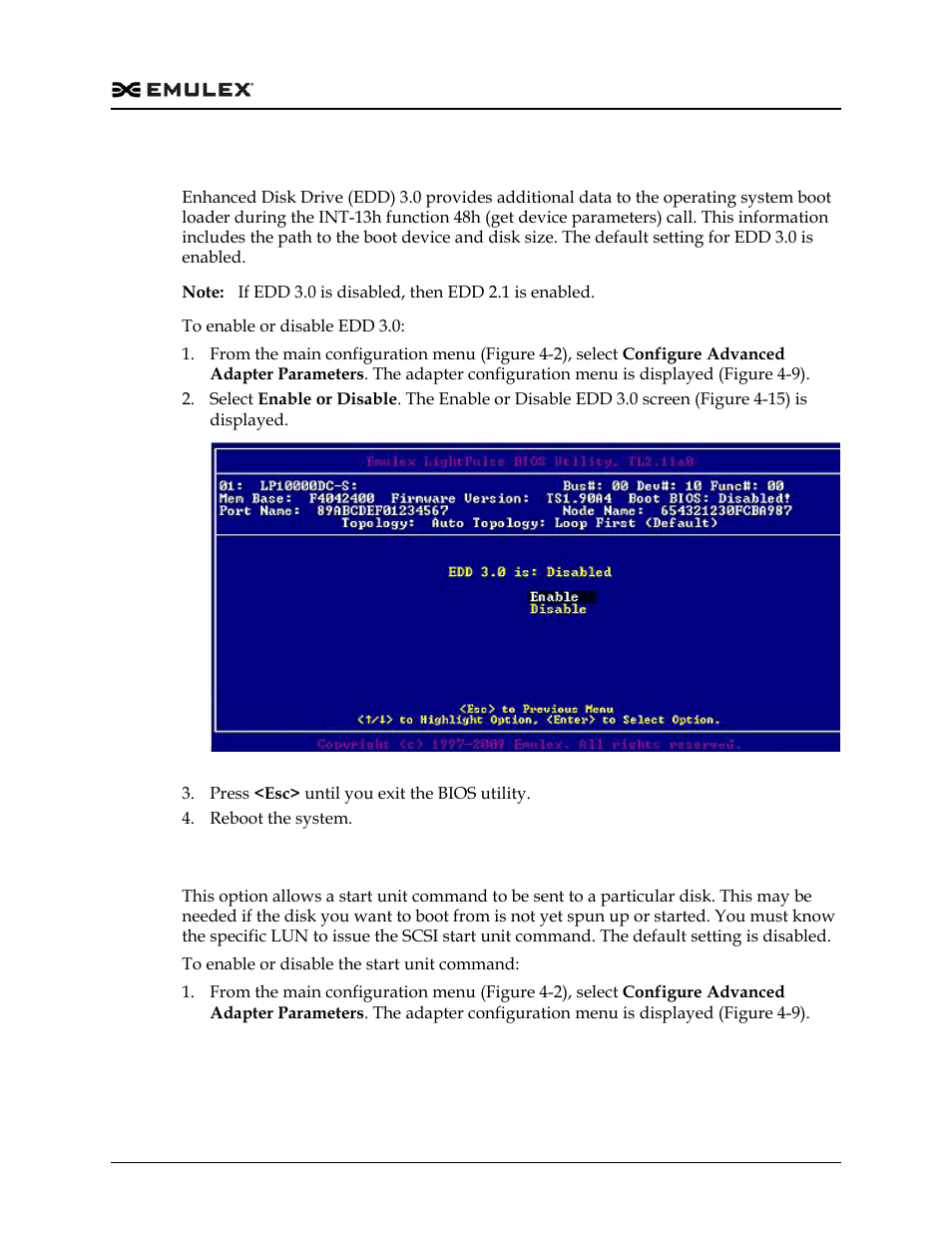 Enable or disable edd 3.0, Enable or disable the start unit command, Figure 4-15 | Dell Emulex Family of Adapters User Manual | Page 1429 / 1815